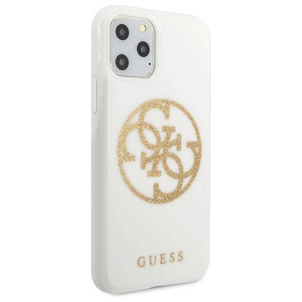 Original Case IPHONE 11 PRO MAX Guess Hard Case Glitter 4G Circle Logo (GUHCN65TPUWHGLG) white 3700740471647