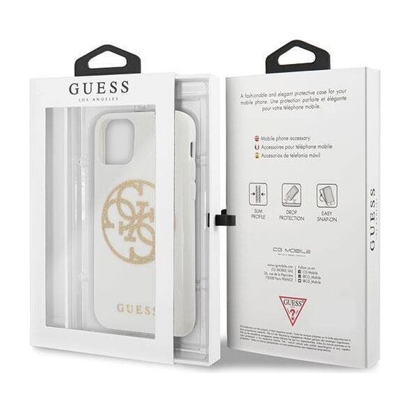 Original Case IPHONE 11 PRO MAX Guess Hard Case Glitter 4G Circle Logo (GUHCN65TPUWHGLG) white 3700740471647