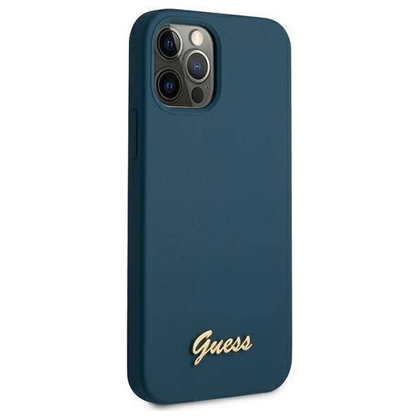 Original Case IPHONE 12 PRO MAX Guess Hardcase Metal Logo Script (GUHCP12LLSLMGBL) blue 3700740494622