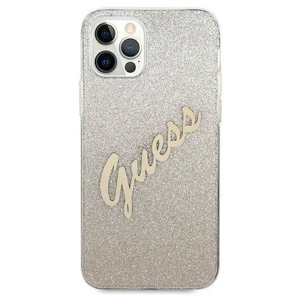Original Case IPHONE 12 PRO MAX Guess Hardcase Glitter Gradient Script (GUHCP12LPCUGLSGO) gold 3700740494752