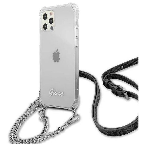 Original Case IPHONE 12 / 12 PRO Guess Hardcase 4G Silver Chain (GUHCP12MKC4GSSI) transparent 3666339003586