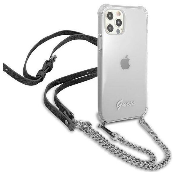 Original Case IPHONE 12 / 12 PRO Guess Hardcase 4G Silver Chain (GUHCP12MKC4GSSI) transparent 3666339003586