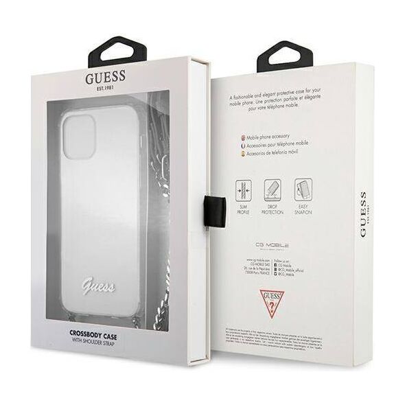Original Case IPHONE 12 / 12 PRO Guess Hardcase 4G Silver Chain (GUHCP12MKC4GSSI) transparent 3666339003586