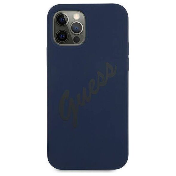 Original Case IPHONE 12 / 12 PRO Guess Hardcase Script Vintage (GUHCP12MLSVSBL) navy blue 3700740495162