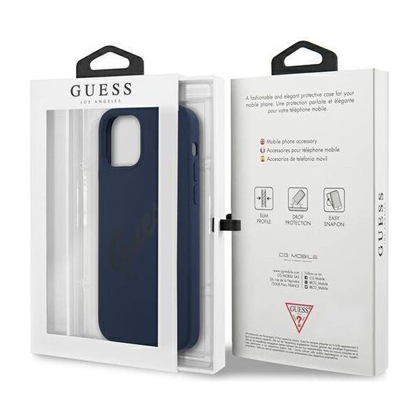 Original Case IPHONE 12 / 12 PRO Guess Hardcase Script Vintage (GUHCP12MLSVSBL) navy blue 3700740495162