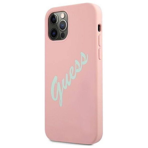 Original Case IPHONE 12 / 12 PRO Guess Hardcase Silicone Vintage (GUHCP12MLSVSPG) pink 3700740495193