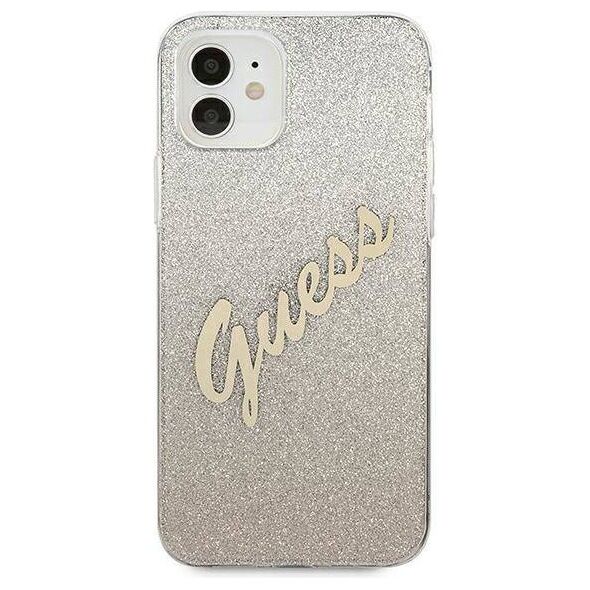 Original Case IPHONE 12 MINI Guess Hardcase Glitter Gradient Script (GUHCP12SPCUGLSGO) gold 3700740494738