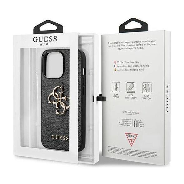 Original Case IPHONE 13 PRO Guess Hardcase 4G Big Metal Logo (GUHCP13L4GMGGR) gray 3666339024819