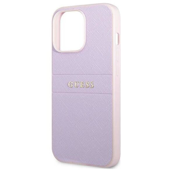 Original Case IPHONE 13 PRO Guess Saffiano Hot Stamp & Metal Logo (GUHCP13LPSASBPU) purple 3666339047863