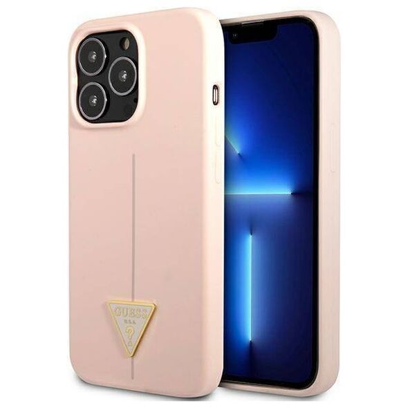 Case IPHONE 13 PRO Guess Hardcase Silicone Triangle (GUHCP13LSLTGP) pink 3666339041014