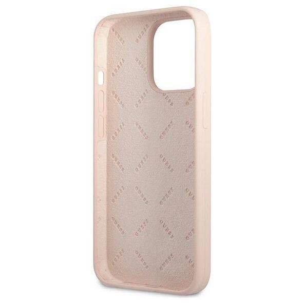 Case IPHONE 13 PRO Guess Hardcase Silicone Triangle (GUHCP13LSLTGP) pink 3666339041014