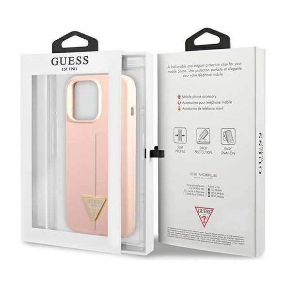Case IPHONE 13 PRO Guess Hardcase Silicone Triangle (GUHCP13LSLTGP) pink 3666339041014