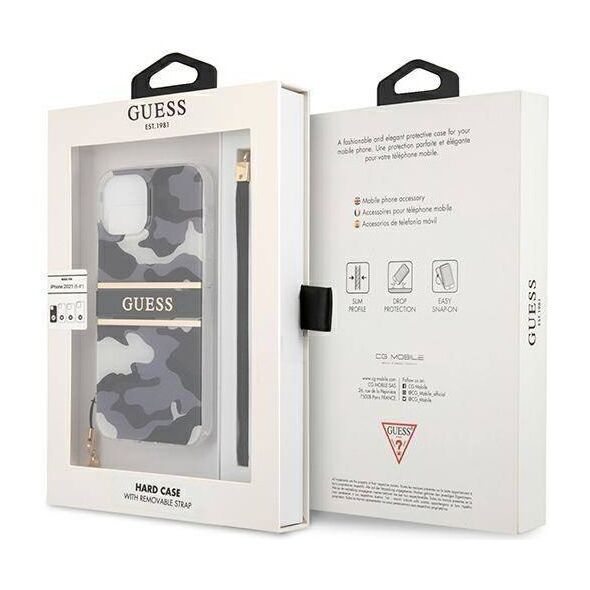 Original Case IPHONE 13 Guess Hardcase Camo Strap Collection (GUHCP13MKCABBK) black 3666339023126