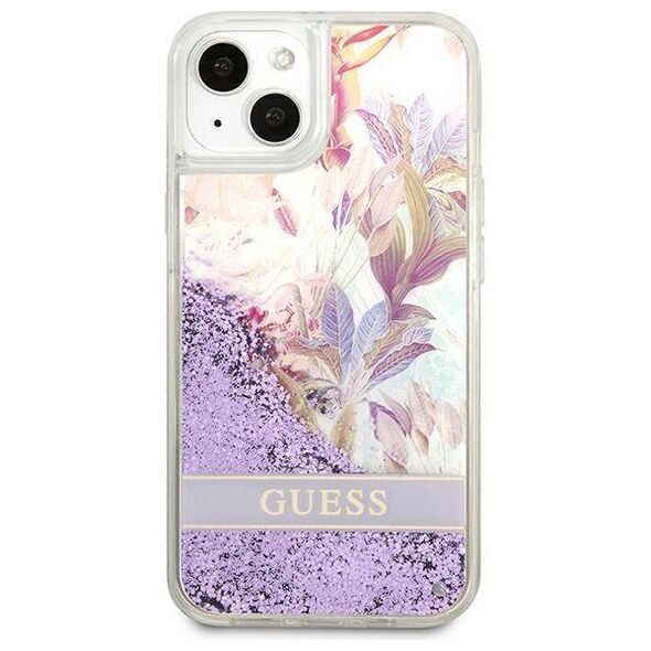 Case IPHONE 13 MINI Guess Hardcase Flower Liquid Glitter (GUHCP13SLFLSU) purple 3666339041274