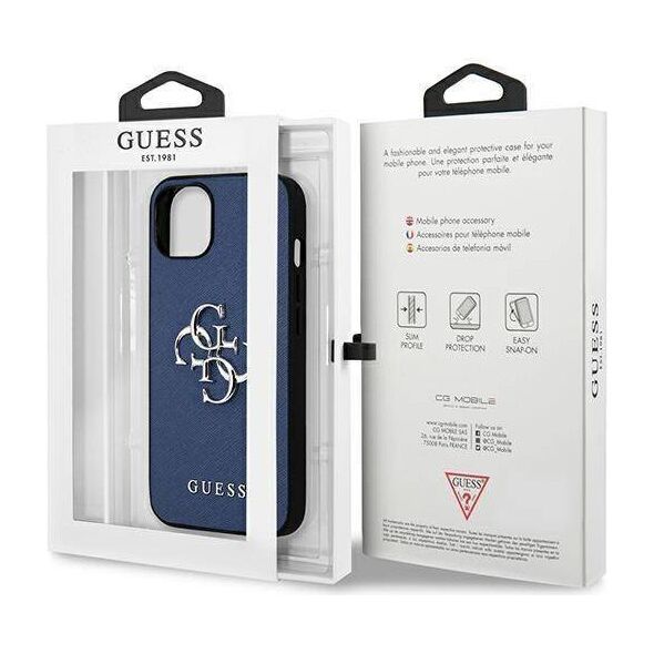 Original Case IPHONE 13 MINI Guess Hardcase Saffiano 4G Metal Logo (GUHCP13SSA4GSBL) blue 3666339024116