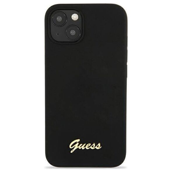 Original Case IPHONE 13 Guess Hardcase Silicone Script Gold Logo Magsafe (GUHMP13MLSLMGBK) black 3666339037093