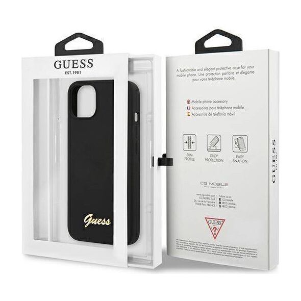 Original Case IPHONE 13 Guess Hardcase Silicone Script Gold Logo Magsafe (GUHMP13MLSLMGBK) black 3666339037093