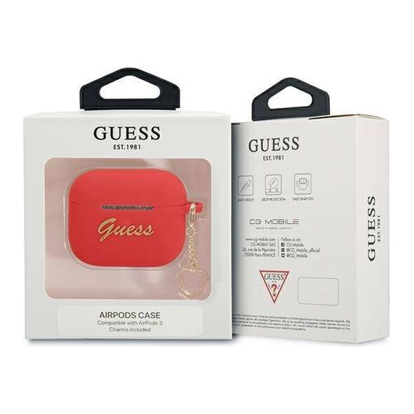 Original Case APPLE AIRPODS 3 Guess Silicone Charm Heart Collection (GUA3LSCHSR) red 3666339039110