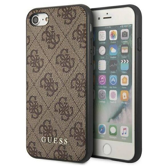 Original Case IPHONE SE 2022 / SE 2020 / 7 / 8 Guess Hard Case 4G Metal Gold Logo (GUHCI8G4GFBR) brown 3700740493953