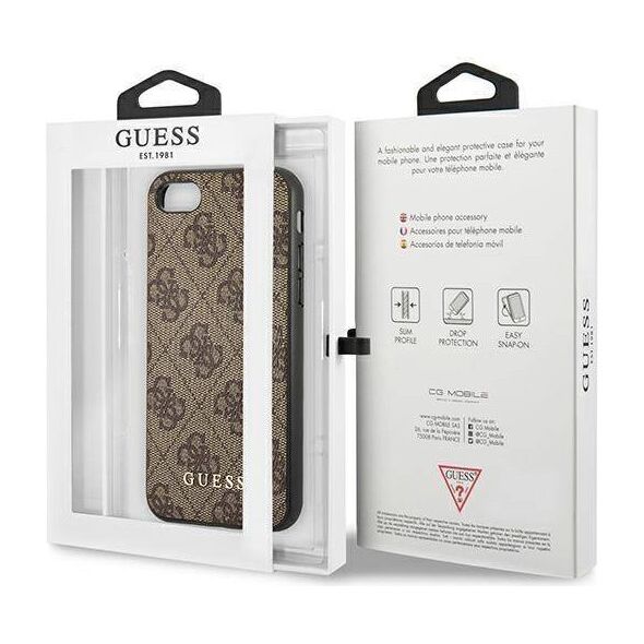 Original Case IPHONE SE 2022 / SE 2020 / 7 / 8 Guess Hard Case 4G Metal Gold Logo (GUHCI8G4GFBR) brown 3700740493953
