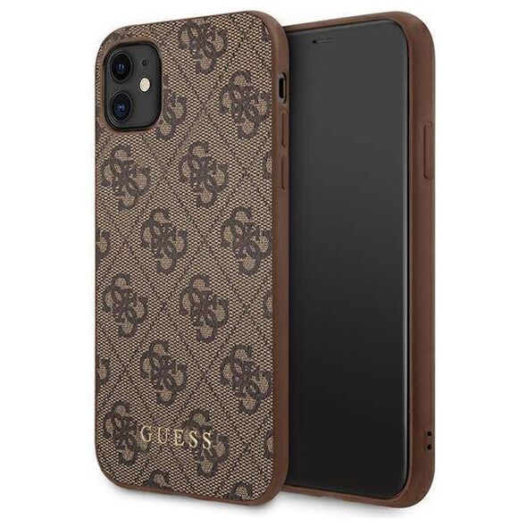 Original Case IPHONE 11 Guess Hard Case 4G Metal Gold Logo (GUHCN61G4GFBR) brown 3700740493915