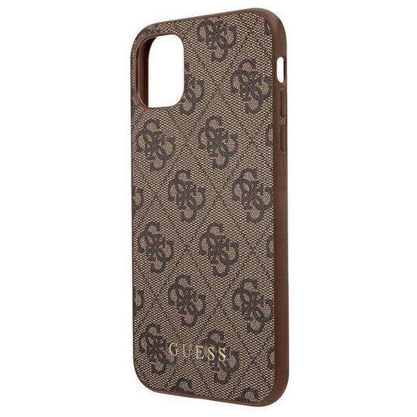 Original Case IPHONE 11 Guess Hard Case 4G Metal Gold Logo (GUHCN61G4GFBR) brown 3700740493915