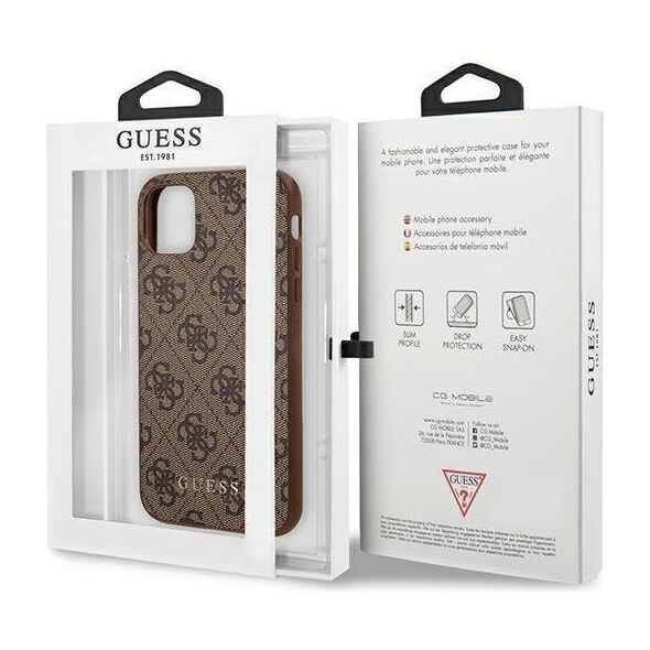 Original Case IPHONE 11 Guess Hard Case 4G Metal Gold Logo (GUHCN61G4GFBR) brown 3700740493915
