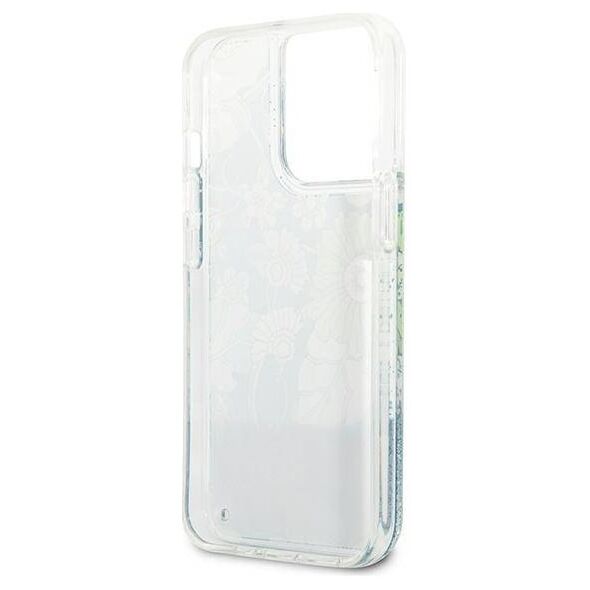 Case IPHONE 13 PRO Guess Hardcase Flower Liquid Glitter (GUHCP13LLFLSN) green 3666339041373