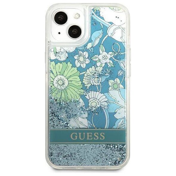 Case IPHONE 13 Guess Hardcase Flower Liquid Glitter (GUHCP13MLFLSN) green 3666339041366