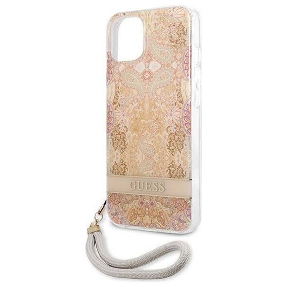 Case IPHONE 13 MINI Guess Hardcase Flower Strap (GUHCP13SHFLSD) gold 3666339040512