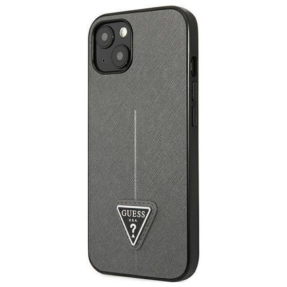 Original Case IPHONE 13 MINI Guess Hardcase Saffianotriangle Logo (GUHCP13SPSATLG) silver 3666339040352