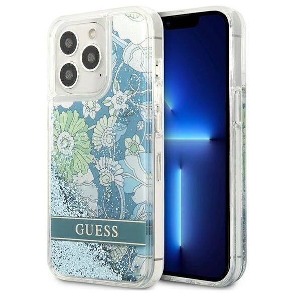 Case IPHONE 13 PRO MAX Guess Hardcase Flower Liquid Glitter (GUHCP13XLFLSN) green 3666339041380