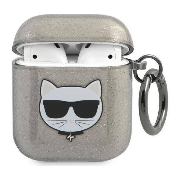Original Case APPLE AIRPODS Karl Lagerfeld Cover Glitter Choupette (KLA2UCHGK) black 3666339009106