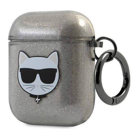 Original Case APPLE AIRPODS Karl Lagerfeld Cover Glitter Choupette (KLA2UCHGK) black 3666339009106