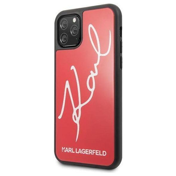 Original Case IPHONE 11 PRO MAX Karl Lagerfeld Hard Case Signature Glitter (KLHCN65DLKSRE) red 3700740467589