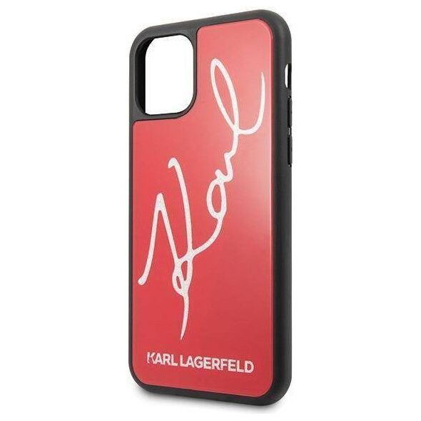 Original Case IPHONE 11 PRO MAX Karl Lagerfeld Hard Case Signature Glitter (KLHCN65DLKSRE) red 3700740467589