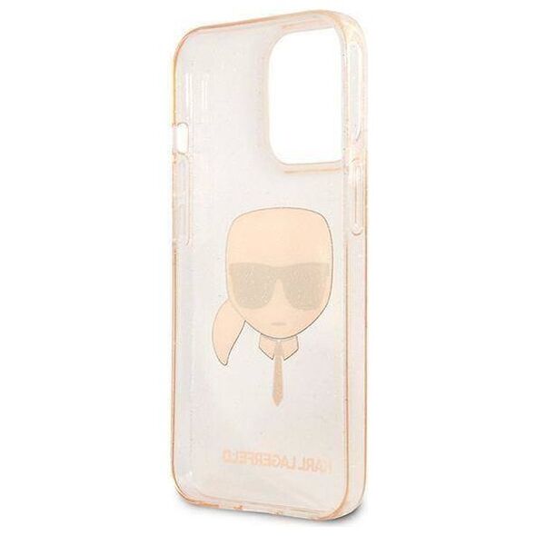 Original Case IPHONE 13 PRO Karl Lagerfeld Hardcase Glitter Karl`s Head (KLHCP13LKHTUGLGO) gold 3666339027599