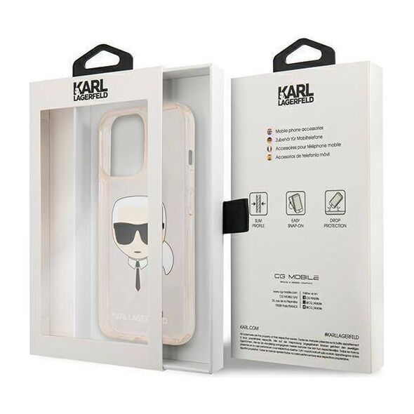 Original Case IPHONE 13 PRO Karl Lagerfeld Hardcase Glitter Karl`s Head (KLHCP13LKHTUGLGO) gold 3666339027599