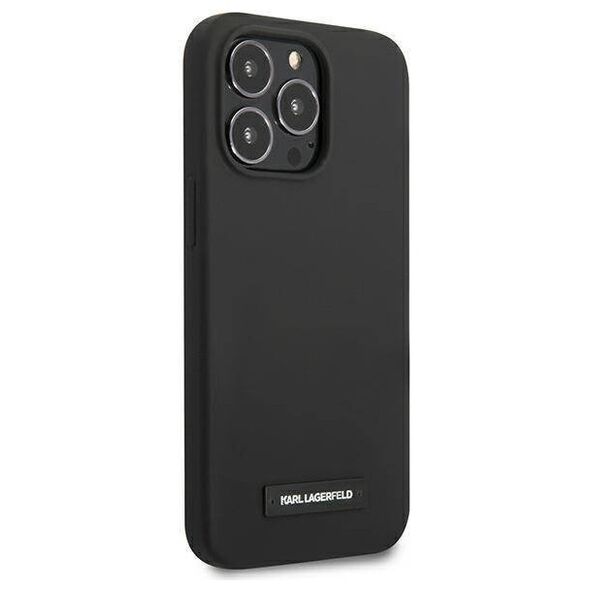 Original Case IPHONE 13 PRO Karl Lagerfeld Hardcase Silicone Plaque (KLHCP13LSLMP1K) black 3666339048785
