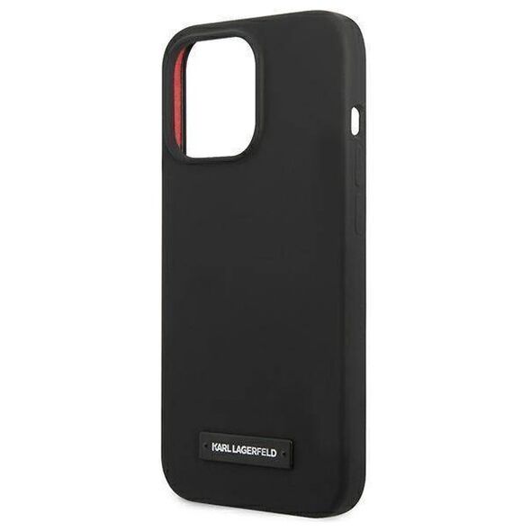 Original Case IPHONE 13 PRO Karl Lagerfeld Hardcase Silicone Plaque (KLHCP13LSLMP1K) black 3666339048785