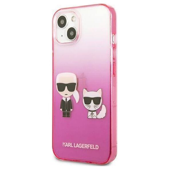 Original Case IPHONE 13 MINI Karl Lagerfeld Hardcase Gradient Ikonik Karl & Choupette (KLHCP13STGKCP) pink 3666339049201