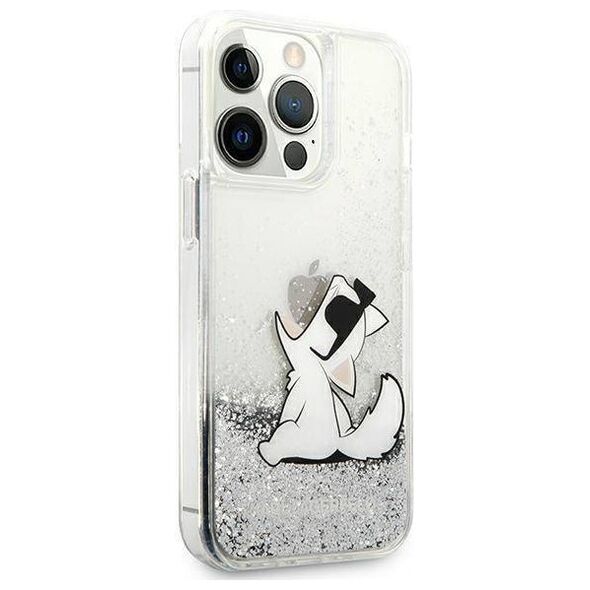 Original Case IPHONE 13 PRO MAX Karl Lagerfeld Hardcase Liquid Glitter Choupette Fun (KLHCP13XGCFS) silver 3666339029005