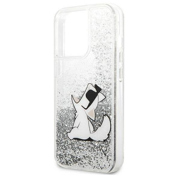 Original Case IPHONE 13 PRO MAX Karl Lagerfeld Hardcase Liquid Glitter Choupette Fun (KLHCP13XGCFS) silver 3666339029005