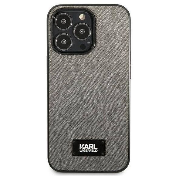 Original Case IPHONE 13 PRO MAX Karl Lagerfeld Hardcase Saffiano Plaque (KLHCP13XSFMP2DG) silver 3666339048914