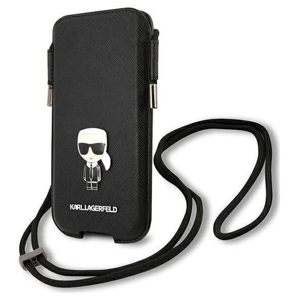 Bag Karl Lagerfeld 6,7" Hardcase Saffiano Ikonik Karl`s (KLHCP12LOPHKMK) black 3666339018726