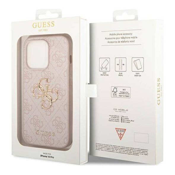 Original Case IPHONE 14 PRO Guess Hardcase 4G Big Metal Logo pink 3666339088804