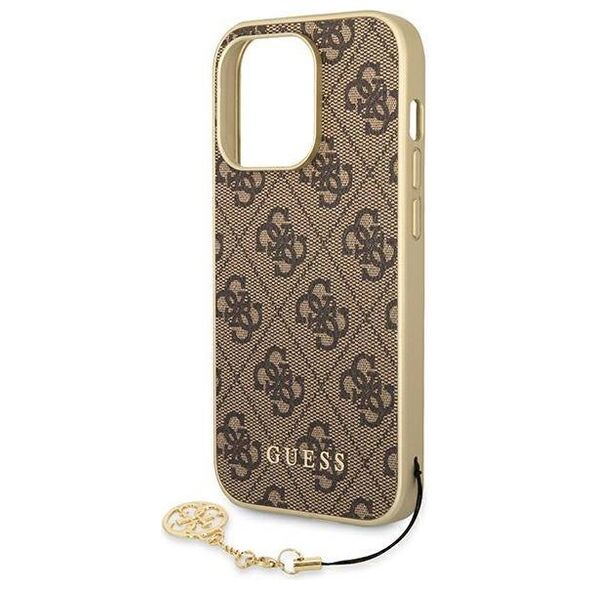 Original Case IPHONE 14 PRO Guess Hardcase 4G Charms Collection brown 3666339094171