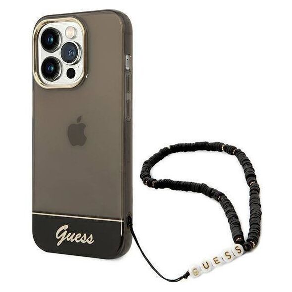 Case IPHONE 14 PRO Guess Hardcase Translucent Stap Pearl black 3666339064181