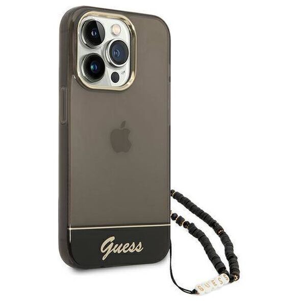 Case IPHONE 14 PRO Guess Hardcase Translucent Stap Pearl black 3666339064181