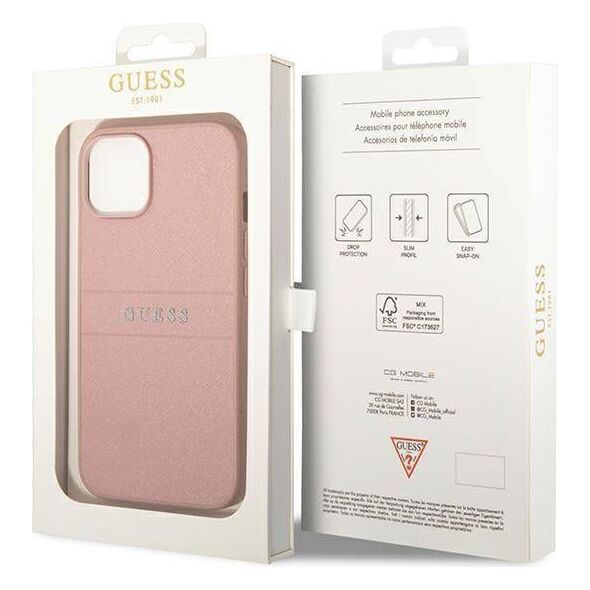 Original Case IPHONE 14 PLUS Guess Saffiano Strap pink 3666339088675